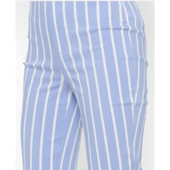 Forever 21 Light Blue & White Striped Pants Stretch Trousers Sz Medium Nautical - Picture 2 of 11